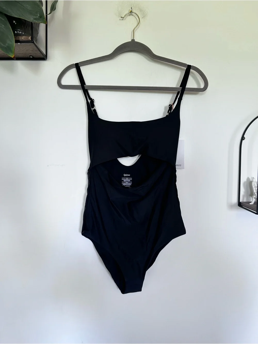 NWT Quince Black Italian Cut Out One-Piece Swimsuit Size Large